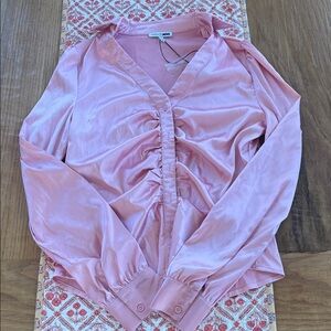 Fashion Nova Blush Satin Blouse